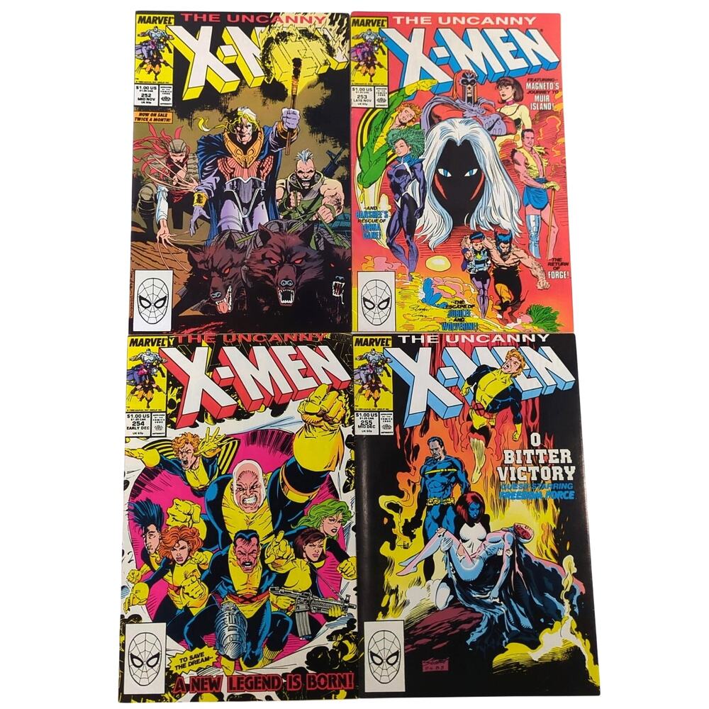 VTG Uncanny X-Men Lot 252-255 Jim Lee Magneto Joins 1989 Marvel Comics VF / FN